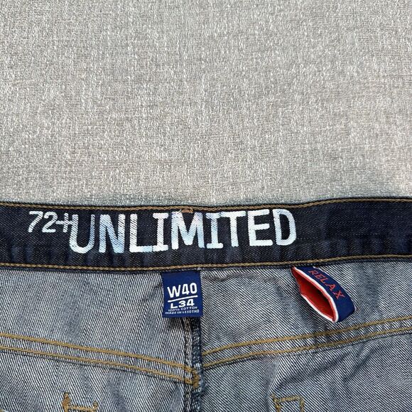 Vintage Ecko Unltd Jeans Mens 40x34 Blue Baggy 72 Unlimited Dark Wash - Picture 3 of 8